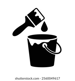 paint brush with bucket vector icon logo