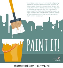 Paint brush and bucket vector template.