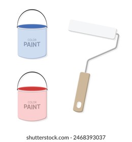 Paint brush, paint can, paint vector icon set