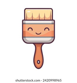 Paint brush character. Cute cartoon style. Vector illustration.