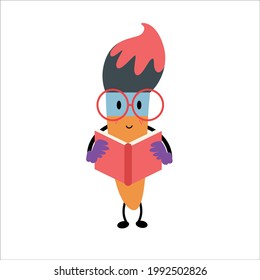 Paint Brush Character Flat Cartoon Vector Template Design Illustration