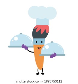 Paint Brush Character Flat Cartoon Vector Template Design Illustration