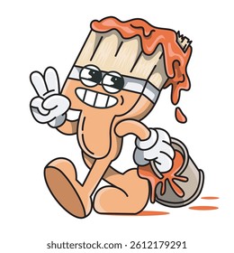 paint brush character vector with retro style
