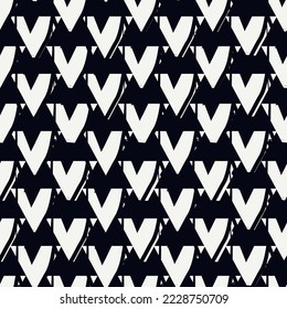 Paint brush chevrons ornament. Seamless pattern. Ethnic motif. Hand drawn curves wallpaper. Angle brackets backdrop. Folk background. Trendy digital paper. Tribal textile print. Vector art.