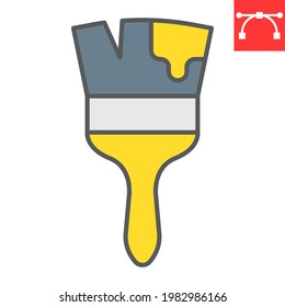 Icono de línea de color de pincel, herramienta y reparación, icono de vector de pincel, gráficos vectoriales, símbolo de contorno relleno de trazo editable, eps 10