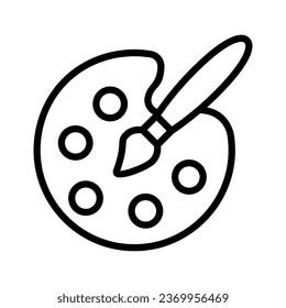 Paint brush with color palette, icon of color palette, painting tools vector