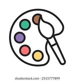 Paint brush with color palette, icon of color palette, painting tools vector