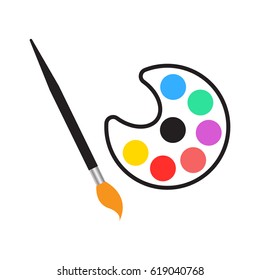 paint brush and color palette icon isolated vector