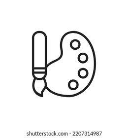 Paint Brush Color Palette Line Icon Concept