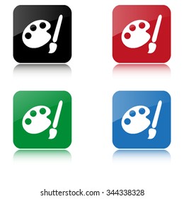 Paint brush  - color vector icon  with shadow