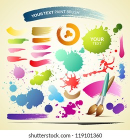 Paint brush colorful watercolor collections background, vector illustration