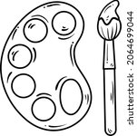 Paint brush coloring page vector art and illustration