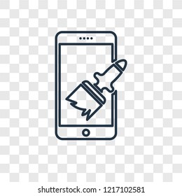 Paint brush concept vector linear icon isolated on transparent background, Paint brush concept transparency concept in outline style