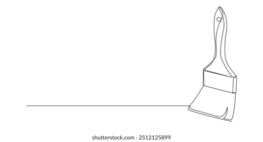 paint brush continuous line drawing. one line drawing of a paint brush.one line vector illustration of painting equipment tools.isolated on white background