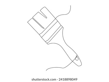 Paint brush in Continuous one line drawing. Artsy brushes and painting palette one line drawing vector illustration isolated on white background
