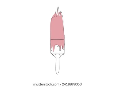 Paint brush in Continuous one line drawing. Artsy brushes and painting palette one line drawing vector illustration isolated on white background
