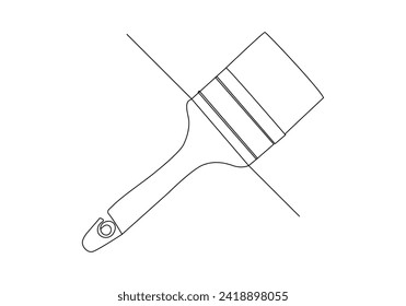 Paint brush in Continuous one line drawing. Artsy brushes and painting palette one line drawing vector illustration isolated on white background
