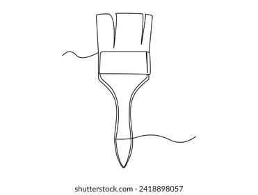 Paint brush in Continuous one line drawing. Artsy brushes and painting palette one line drawing vector illustration isolated on white background
