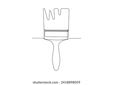 Paint brush in Continuous one line drawing. Artsy brushes and painting palette one line drawing vector illustration isolated on white background
