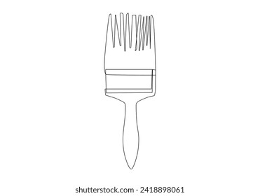 Paint brush in Continuous one line drawing. Artsy brushes and painting palette one line drawing vector illustration isolated on white background
