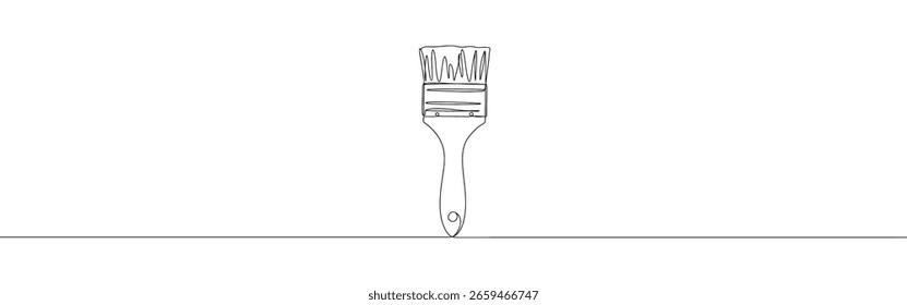 Pincel de pintura continuo de una línea de dibujo. Símbolo de pintura. Ilustración vectorial.