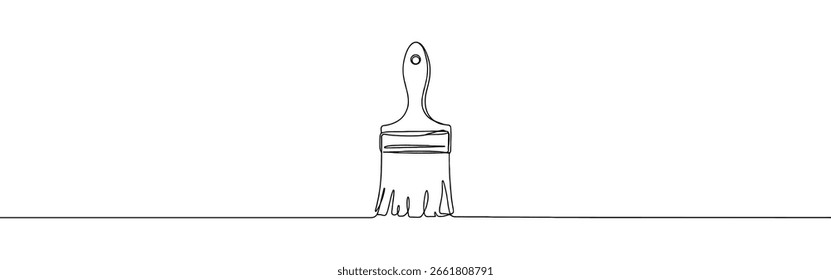 Paint brush continuous one line drawing. Paint symbol. Vector illustration.