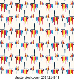 Paint brush creative trendy seamless pattern vector illustration background