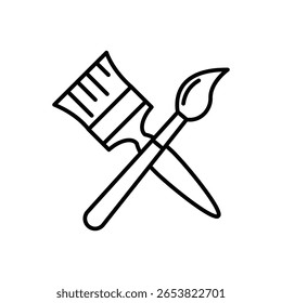 Paint brush cross icon vector illustration for art tool drawing stroke creative painting design equipment education supply and decorative.