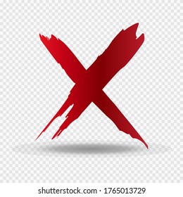 paint brush cross red vector illustration transparent background