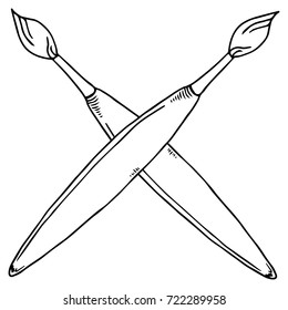 Paint brush. Crossed brushes. vector illustration.
