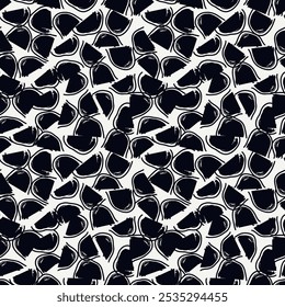 Paint brush curves and figures. Seamless pattern. Hand drawn ethnic ornament. Tribal wallpaper. Ethnical image. Tribe motif. Ancient mosaic. Geometric digital paper. Web design. Textile print. Vector