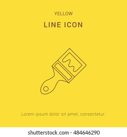 Paint Brush Cute yellow thin line icon / logo Design