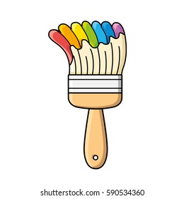 Paint brush with different colors isolated.