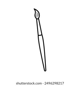 Paint brush doodle icon. Line art education or school symbol. 