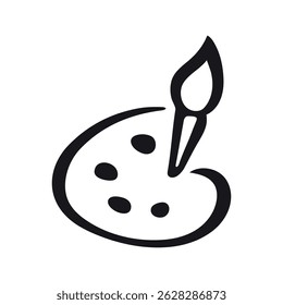 Paint Brush Doodle icon, line hand draw palette symbol vector design. Great for mobile app, web design, etc