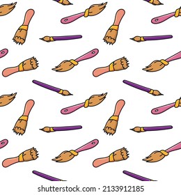 Paint brush Doodle Seamless Pattern Colored Vector. Texture for background, print, poster, packaging, book, greeting card.