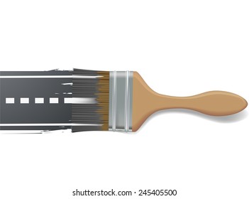 paint brush draws the road