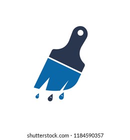 Paint brush with drop of paint icon, paint brush icon