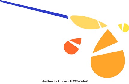 Paint brush and paint drops artistic logo for design. Object on white background