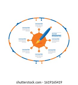 paint brush and paint drops informative template. seven options infographic template. business infographic template