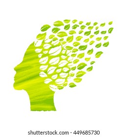Paint brush with Ecology friendly concept, Think green, vector illustration