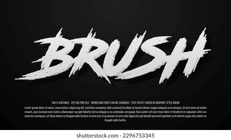 Paint brush editable text effect template with 3d style use for logo and business brand