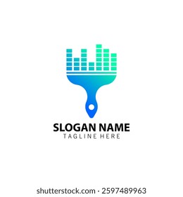 paint brush equalizer logo design vector