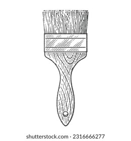 Malerpinselätzende Abbildung. Handgezeichnete Vektorgrafik mit Gravur.