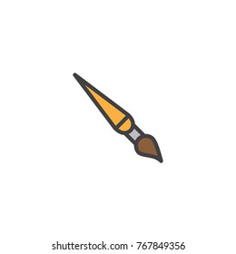 Paint brush filled outline icon, line vector sign, linear colorful pictogram isolated on white. Symbol, logo illustration. Pixel perfect vector graphics