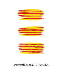 Paint brush flag of Catalonia vector illustration. Referendum Catalonia flag. Independence of Catalonia.