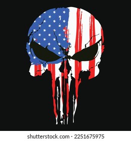 paint brush flag Element crime punishment style illustration, T-Shirt graphics design famous, vector design icon isolated Art skull and Bones punisher 	
American national patriotic symbol army style 