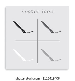 Paint brush flat black and white vector icon.
