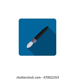 Paint brush flat design icon. Class school instrument. Drawing symbol, vector illustration, isolated on a white background