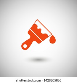 Paint brush flat icon. Brush with drop of paint icon. Paint brush icon page symbol for site design. Paint brush icon EPS 10